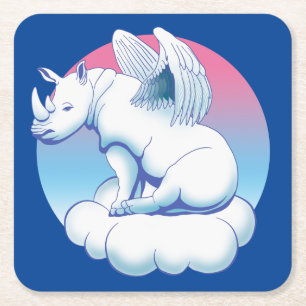 Dessous-de-verre Carré En Papier Rhino Angel - Sensibilisation à la conservation de