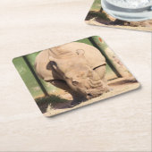 Dessous-de-verre Carré En Papier rhinocéros blanc (Incliné)