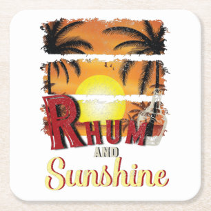 Dessous-de-verre Carré En Papier Rhum et soleil