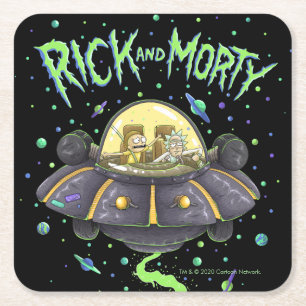 Dessous-de-verre Carré En Papier RICK ET MORTY™  Graphique de vol spatial illustré