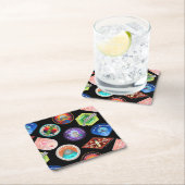 Dessous-de-verre Carré En Papier RICK ET MORTY™| Motif des patchs spatiaux (En situation)