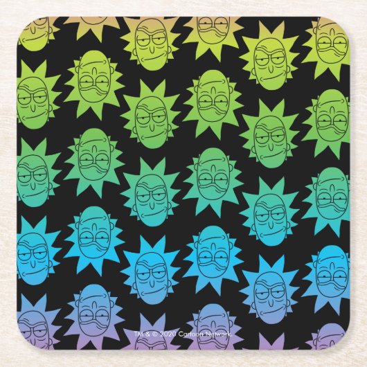 Dessous-de-verre Carré En Papier RICK ET MORTY™| motif Rainbow Rick Head (Devant)