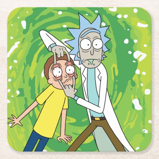 Dessous-de-verre Carré En Papier RICK ET MORTY™| Regarde Ça (Devant)
