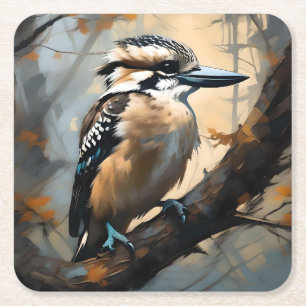Dessous-de-verre Carré En Papier Rires de charme : Kookaburra dans peinture à huile