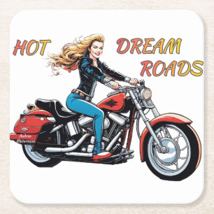 Dessous-de-verre Carré En Papier Roads Girl Hot Dream