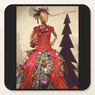 Dessous-de-verre Carré En Papier Robe Afrocentrique Forme Mannequin Arbre de Noël