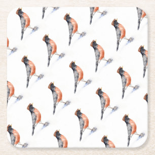 Dessous-de-verre Carré En Papier Robin Bird en Casquette