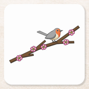 Dessous-de-verre Carré En Papier Robin sur Sakura