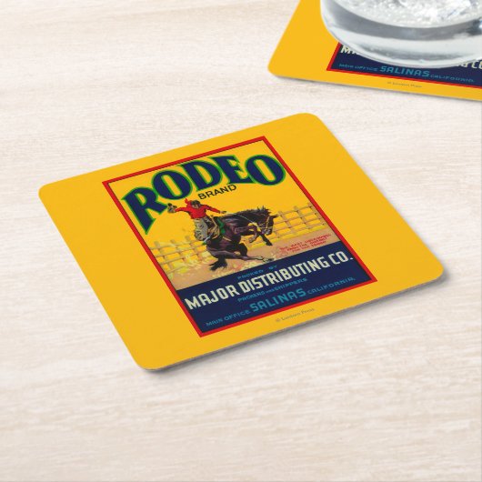 Dessous-de-verre Carré En Papier Rodéo LabelSalinas végétal, CA (Incliné)