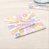 Dessous-de-verre Carré En Papier Roller Roller Rink fête d'anniversaire (Incliné)