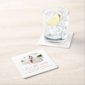 Dessous-de-verre Carré En Papier Romantique cadre brossé Terracotta Enregistrer la (En situation)