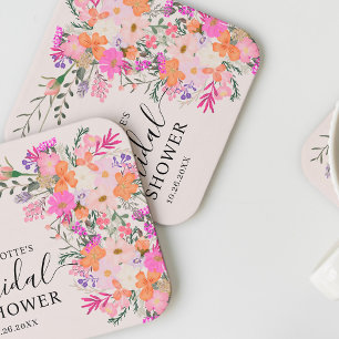 Dessous-de-verre Carré En Papier Romantique pastel fleurs sauvages printemps nuptia