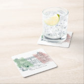 Dessous-de-verre Carré En Papier Rome Italie Victor Emmanuel Bâtiment drapeau itali (En situation)