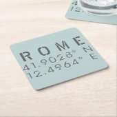 Dessous-de-verre Carré En Papier Rome Latitude et Longitude (Incliné)