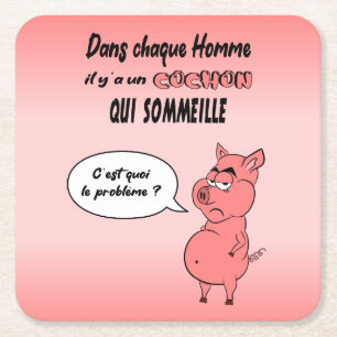 Dessous-de-verre Carré En Papier Ronchon le cochon