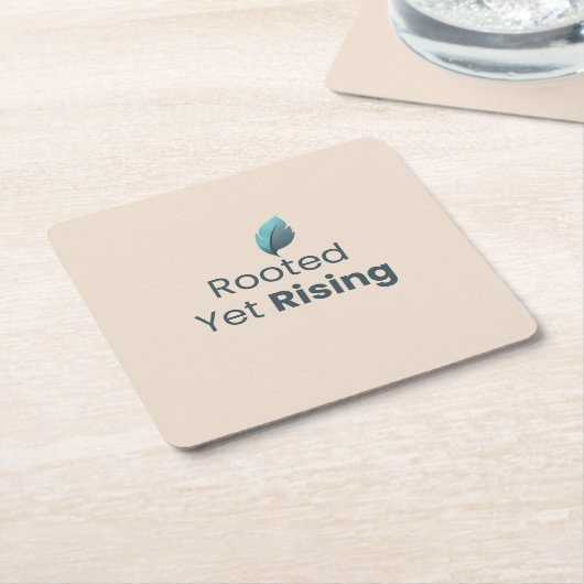 Dessous-de-verre Carré En Papier Rooted Yet Rising Minimal Motivational Coaster (Incliné)