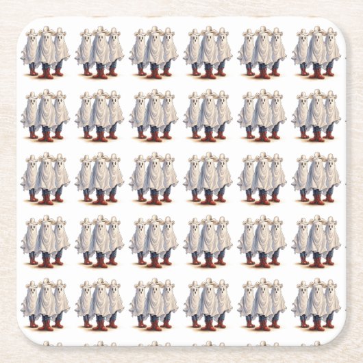 Dessous-de-verre Carré En Papier Rootin Tootin Spookin Western Ghosts Texte personn (Devant)