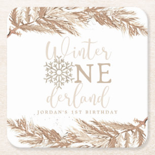 Dessous-de-verre Carré En Papier RORY Boho Beige Winter Wonderland Premier annivers
