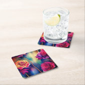 Dessous-de-verre Carré En Papier Rose (En situation)