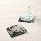 Dessous-de-verre Carré En Papier Rose blanche élégante et romantique Personnaliser (En situation)