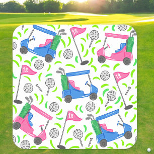 Dessous-de-verre Carré En Papier Rose Bleu Vert Golf Préparatoire