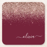 Dessous-de-verre Carré En Papier Rose Bourgogne Gold Blush Pink Parties scintillant<br><div class="desc">Burgundy et or Rose - Blush Pink Sparkle Parties scintillant Script Monogramme Nom Dessous de verre papier. Cela fait le cadeau parfait de remise de diplômes,  anniversaire,  mariage,  douche nuptiale,  anniversaire,  baby shower ou bachelorette pour quelqu'un qui aime le luxe glam et les styles chic.</div>