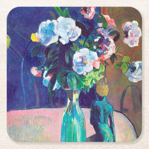 Dessous-de-verre Carré En Papier Rose et Statuette, Gauguin