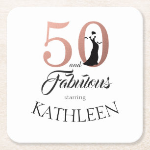 Dessous-de-verre Carré En Papier Rose Gold 50 et Fabulous Birthday Party Ajouter le