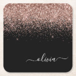 Dessous-de-verre Carré En Papier Rose Gold Blush Pink Parties scintillant Script Mo<br><div class="desc">Black and Rose Gold - Blush Pink Sparkle Parties scintillant Script Monogramme Nom Dessous de verre papier. Cela fait le cadeau parfait de remise de diplômes,  anniversaire,  mariage,  douche nuptiale,  anniversaire,  baby shower ou bachelorette pour quelqu'un qui aime le luxe glam et les styles chic.</div>