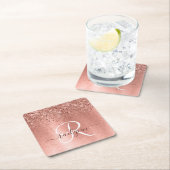 Dessous-de-verre Carré En Papier Rose Gold brossé Parties scintillant métallique No (En situation)