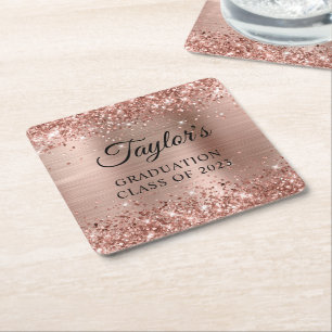 Dessous-de-verre Carré En Papier Rose Gold Pailleté Diplôme