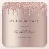 Dessous-de-verre Carré En Papier Rose Gold Parties scintillant Drift Glam Fête des  (Devant)