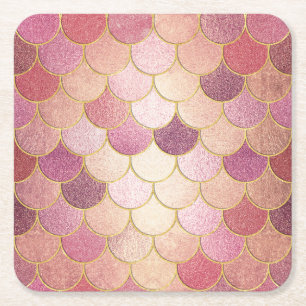 Dessous-de-verre Carré En Papier Rose Gold Shimmer Mermaid Échelle Motif
