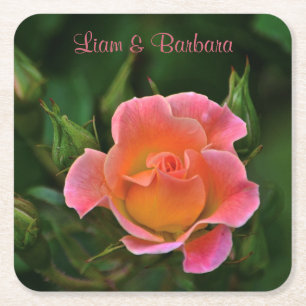 Dessous-de-verre Carré En Papier Rose Mariage rose Peachy