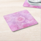 Dessous-de-verre Carré En Papier Roses aquarelle (Incliné)
