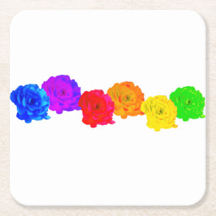 Dessous-de-verre Carré En Papier Roses arc-en-ciel