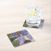 Dessous-de-verre Carré En Papier Roses par la mer (En situation)