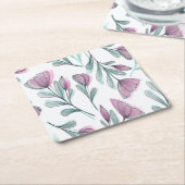 Dessous-de-verre Carré En Papier Roses violets (Incliné)