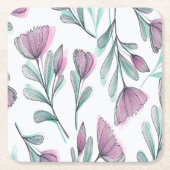 Dessous-de-verre Carré En Papier Roses violets (Devant)