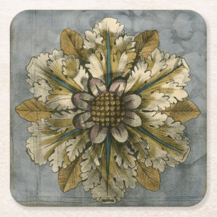 Dessous-de-verre Carré En Papier Rosette décorative de Demask sur l'arrière - plan