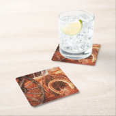 Dessous-de-verre Carré En Papier Roue en Wagon Rustique Horseshoes Style Occidental (En situation)