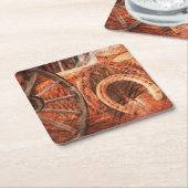 Dessous-de-verre Carré En Papier Roue en Wagon Rustique Horseshoes Style Occidental (Incliné)