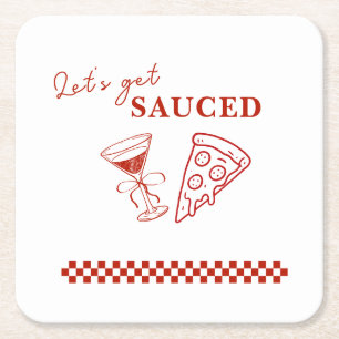 Dessous-de-verre Carré En Papier Rouge et blanc Obtenons la soucoupe Bachelorette