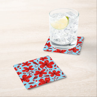 Dessous-de-verre Carré En Papier Rouge floral