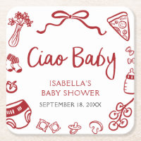 Rouge Italien Main Tirée Pizza Ciao Baby shower bé