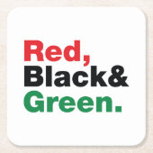 Dessous-de-verre Carré En Papier Rouge, Noir et Vert. (Devant)