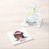 Dessous-de-verre Carré En Papier Rough Collie Chien Personnalisé Dessin À La Main (En situation)