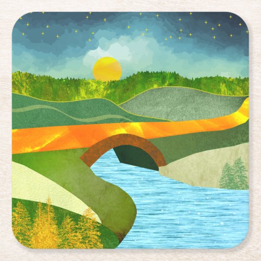 Dessous-de-verre Carré En Papier Route d'or (Devant)