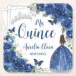 Dessous-de-verre Carré En Papier Royal Blue Floral Princess Silver Quinceañera<br><div class="desc">Personnalisez ces beaux costumes d'argent fleuri bleu royal quinceañera / fête d'anniversaire avec votre propre libellé facilement et rapidement. Cliquez simplement sur le bouton Modifier à l'aide des outils de conception pour modifier davantage le texte, le libellé, le style de police, la taille de police, la couleur de police, ajouter...</div>
