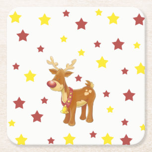Dessous-de-verre Carré En Papier Rudolph, les étoiles de Noël des rennes à nez r